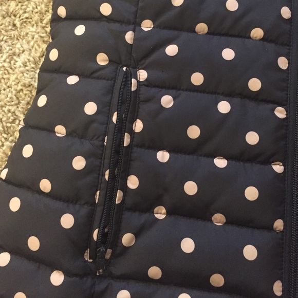 Loft Navy Polka Dot Puffer Vest, Small - Picture 2 of 4